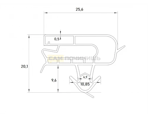DA63-02319C Уплотнитель Samsung 520x880мм