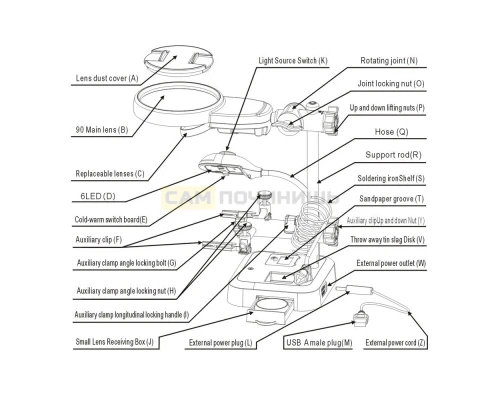 T5930 Держатель Третья рука 16129-DC помошник OT-INL62