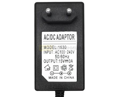 T3806 Адаптер питания AC-DC Adapter 15V 3A 5,5x2.5mm (100шт/к)