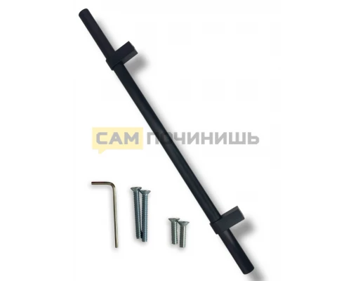 Ручка для духового шкафа металлическая, универсальная, регулируемая, профиль Овал, 480 мм, цвет Черный